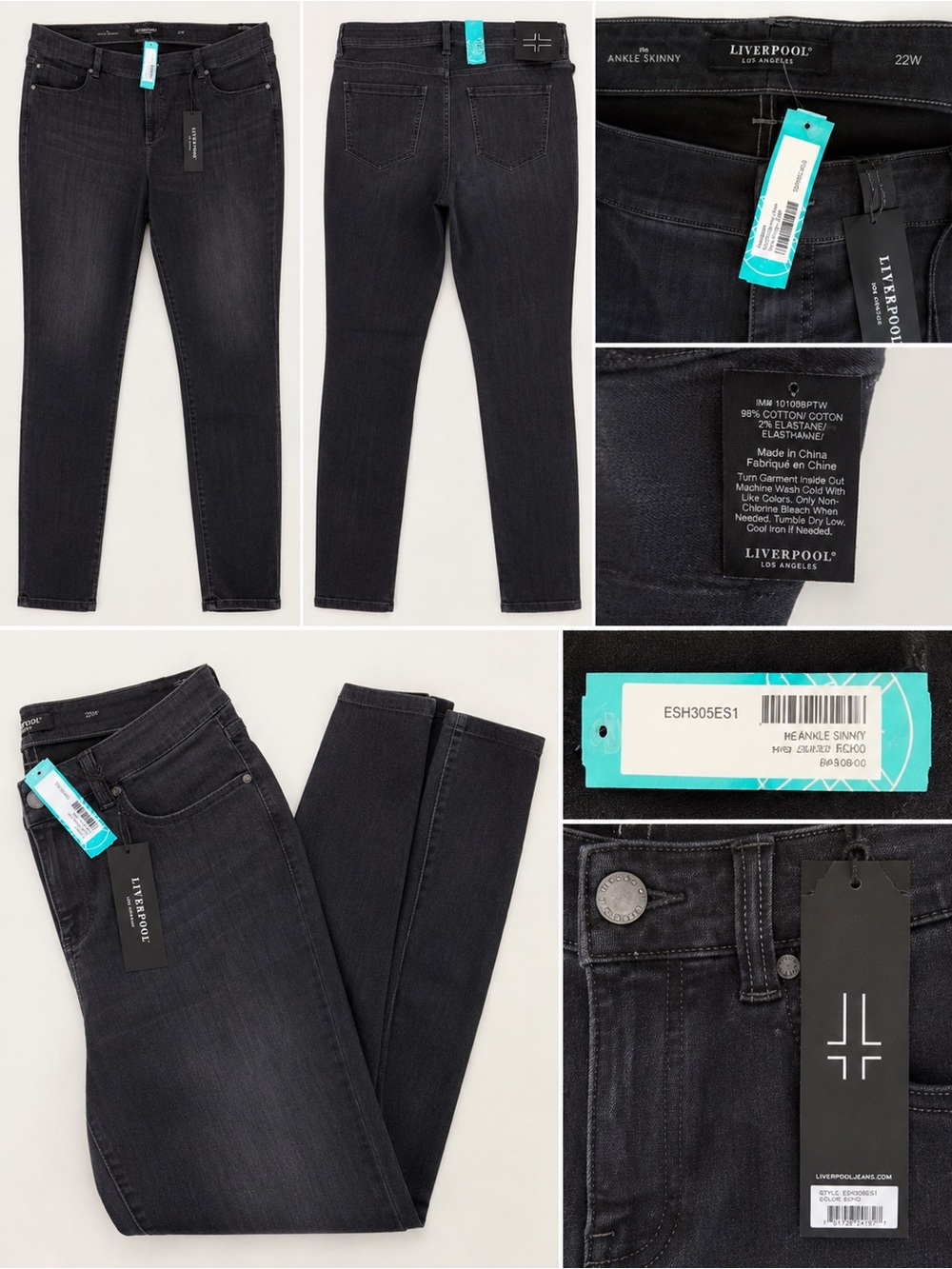 NWT Liverpool Los Angeles The Ankle Skinny Jeans 22W Dark Wash Stretch Denim
